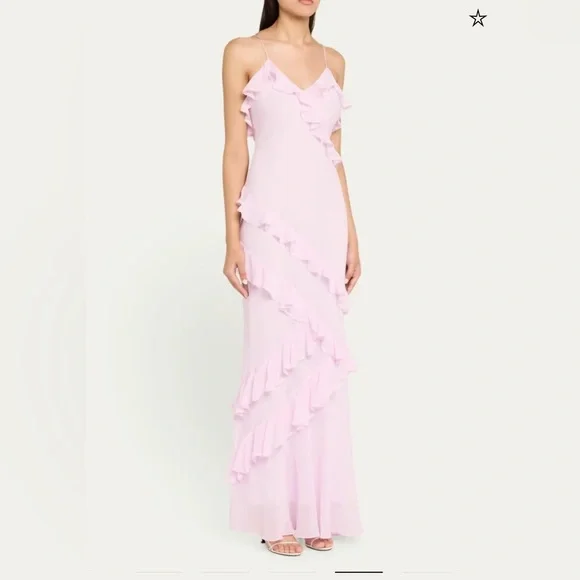 NWT LoveShackFancy Rialto Pastel Ruffle Maxi Dress in Soft Lilac Size 6